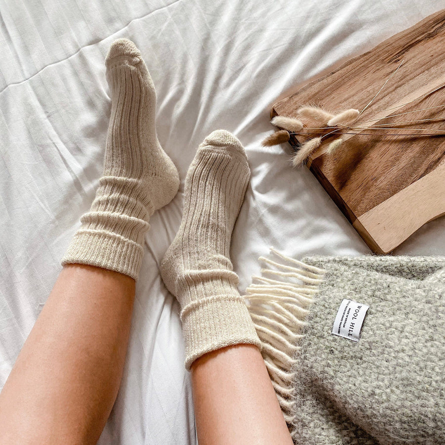 Cream Alpaca Bed Socks